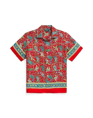 Red Linen shirt CLASSIC FIT PAISLEY LINEN CAMP SHIRT