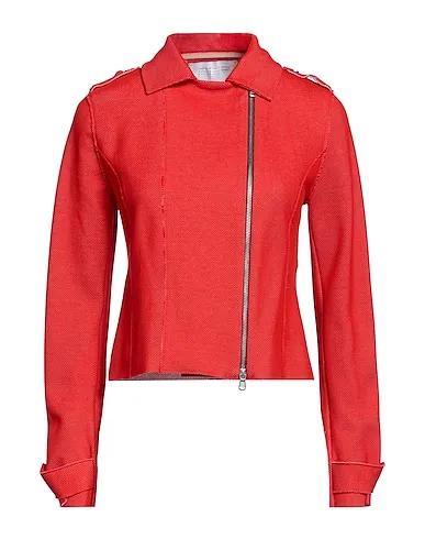 Red Piqué Biker jacket