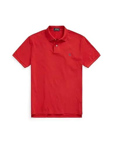 Red Piqué Polo shirt CUSTOM SLIM FIT MESH POLO SHIRT
