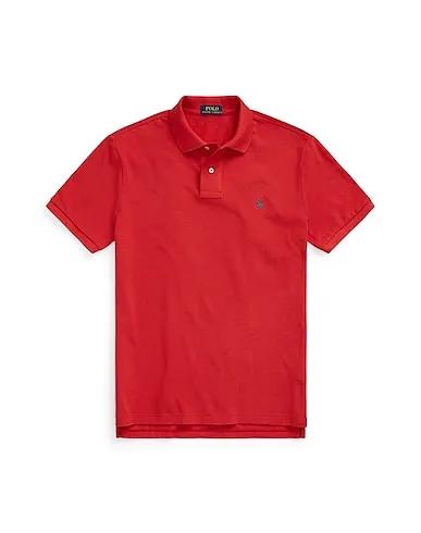 Red Piqué Polo shirt CUSTOM SLIM FIT MESH POLO SHIRT