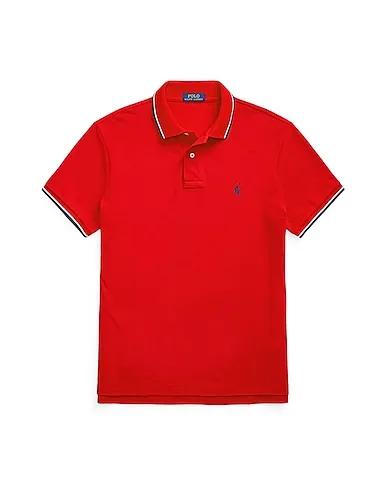 Red Piqué Polo shirt CUSTOM SLIM FIT MESH POLO SHIRT
