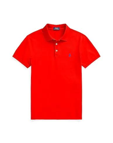 Red Piqué Polo shirt SLIM FIT MESH POLO SHIRT
