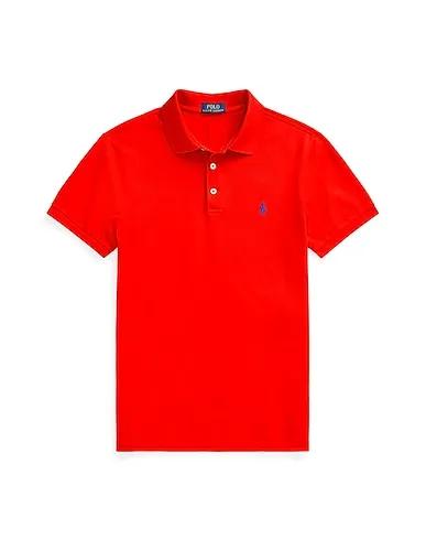 Red Piqué Polo shirt SLIM FIT MESH POLO SHIRT