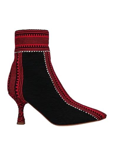 Red Plain weave Ankle boot