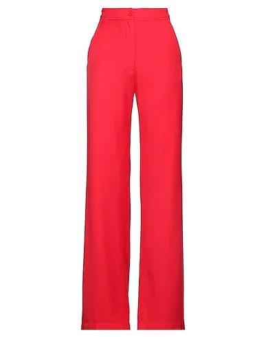 Red Plain weave Casual pants