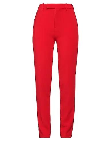 Red Plain weave Casual pants