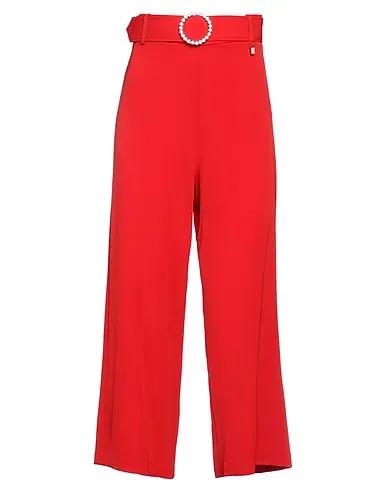 Red Plain weave Cropped pants & culottes