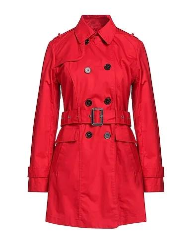 Red Plain weave Double breasted pea coat