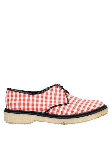 Red Plain weave Laced shoes