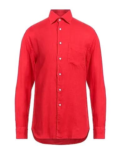 Red Plain weave Linen shirt