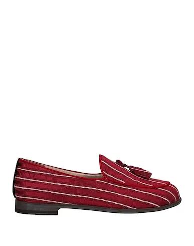 Red Plain weave Loafers
