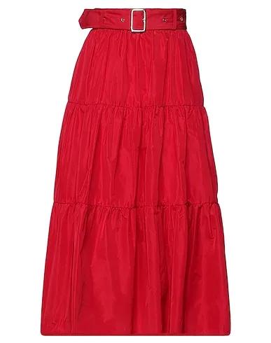 Red Plain weave Maxi Skirts