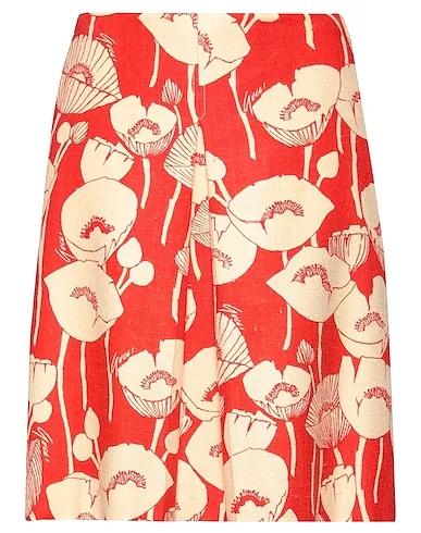Red Plain weave Midi skirt