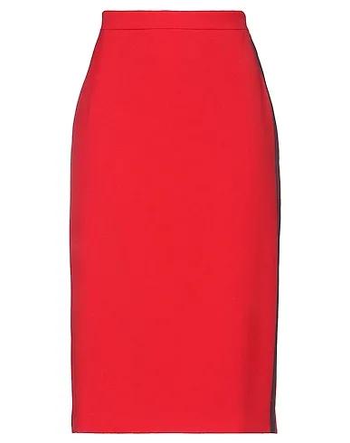 Red Plain weave Midi skirt