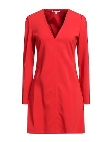 Red Plain weave Office dress