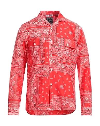 Red Plain weave Patterned shirt