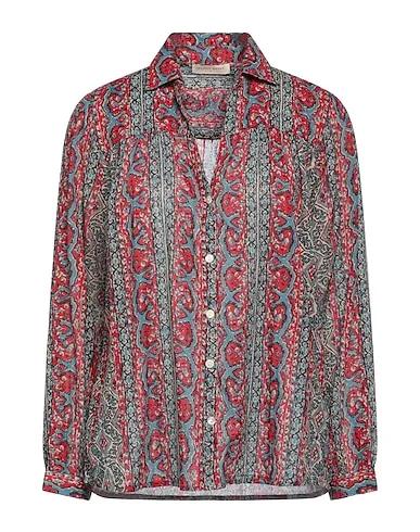 Red Plain weave Patterned shirts & blouses