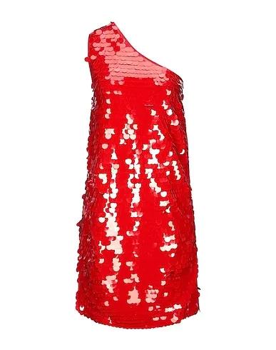 Red Plain weave Sequin dress