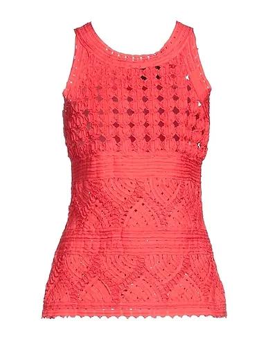 Red Plain weave Top
