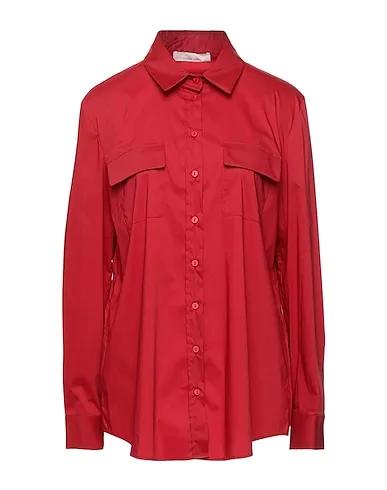 Red Poplin Solid color shirts & blouses