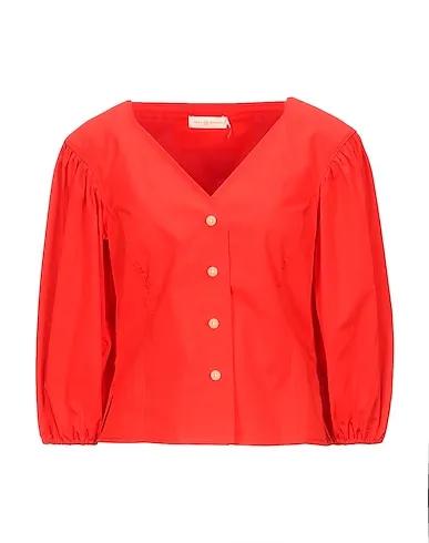 Red Poplin Solid color shirts & blouses