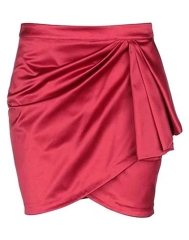 Red Satin Midi skirt