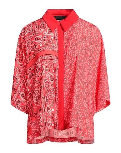 Red Satin Patterned shirts & blouses