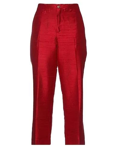 Red Silk shantung Casual pants