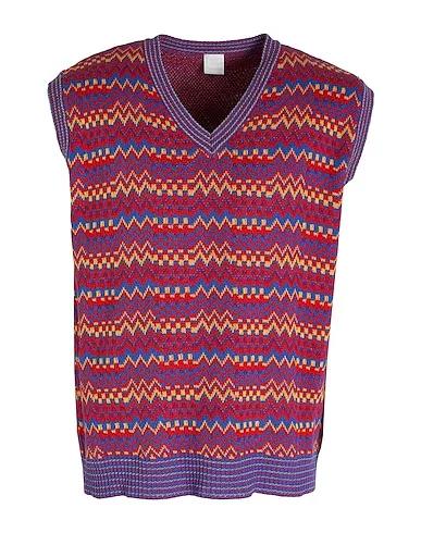 Red Sleeveless sweater MULTICOLOR JACQUARD KNIT VEST
