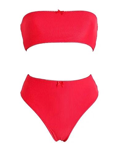Red Synthetic fabric Bikini JADA TOP-JENNA BOTTOM