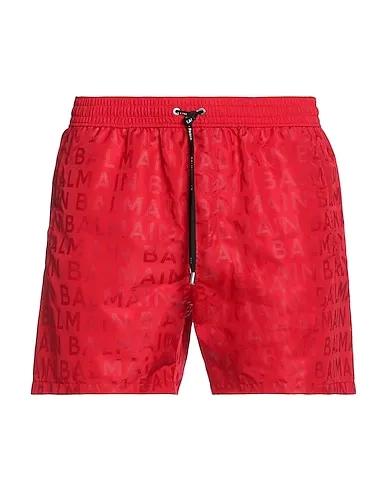 Red Synthetic fabric Swim shorts