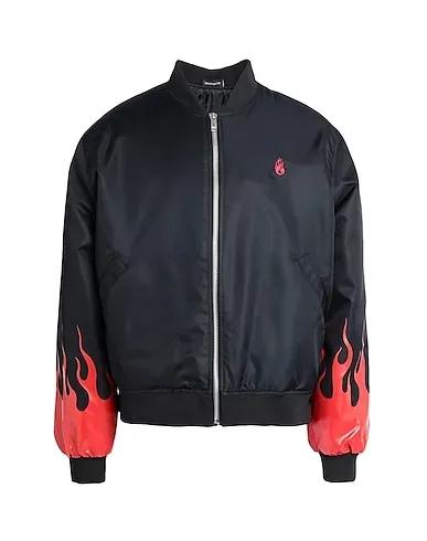 Red Techno fabric Bomber BLACK BOMBER FLAMES

