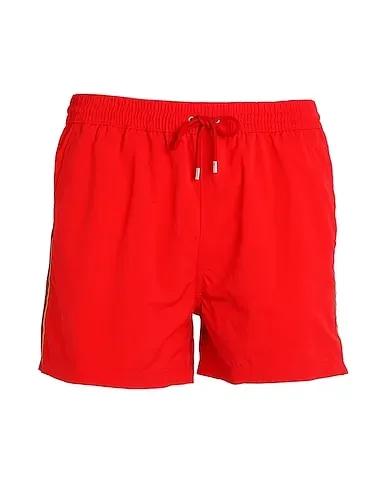 Red Techno fabric Swim shorts MEN SHORT PLAIN WITH STRIPE
