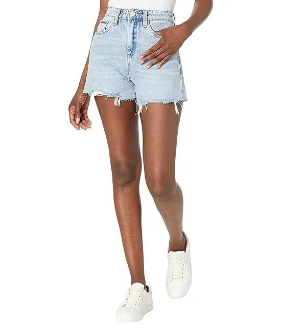 Reeve Sustainable High-Rise Cutoff Five-Pocket Shorts in Cold Gem