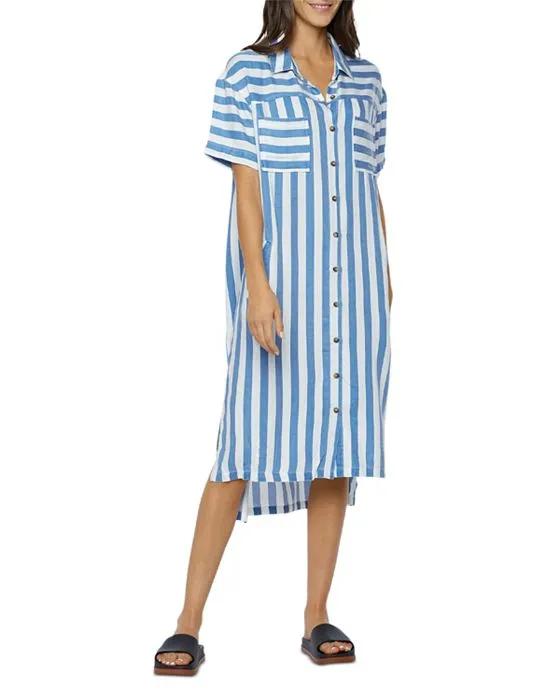 Regal Striped Shirt Dress