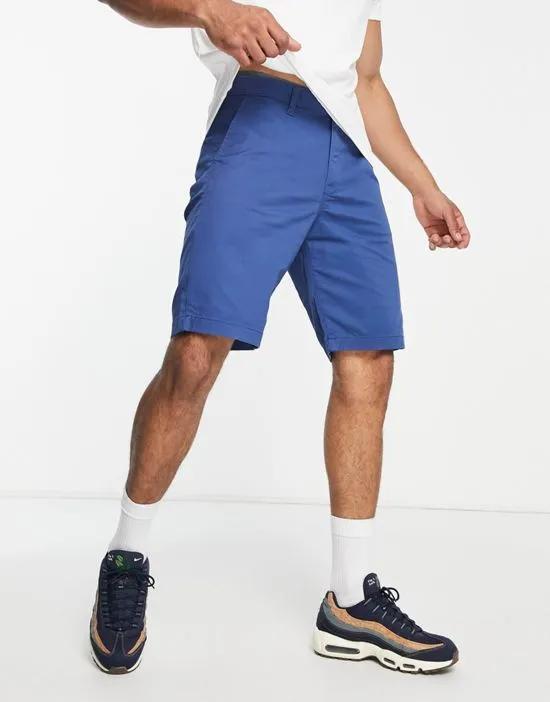 regular fit cotton chino shorts in mid blue - MBLUE