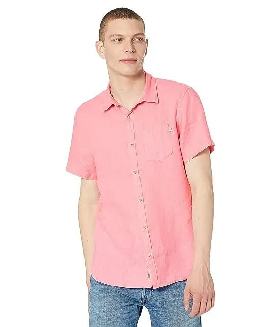 Regular Fit Garment-Dyed Linen Short Sleeve Shirt