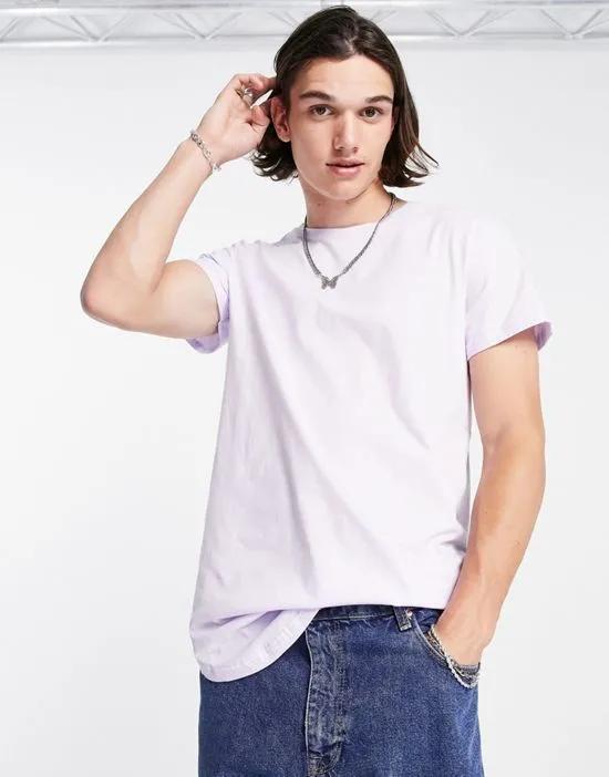 regular fit rounded hem T-shirt in lilac