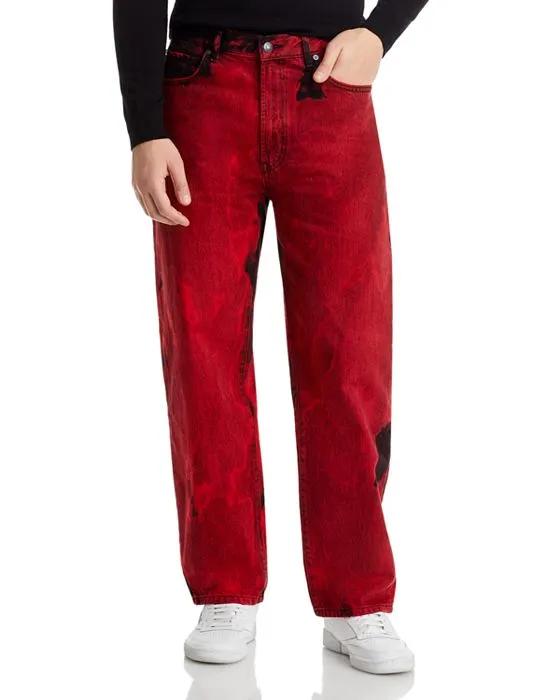 Regular Fit Wide Leg Jeans In Bright Red