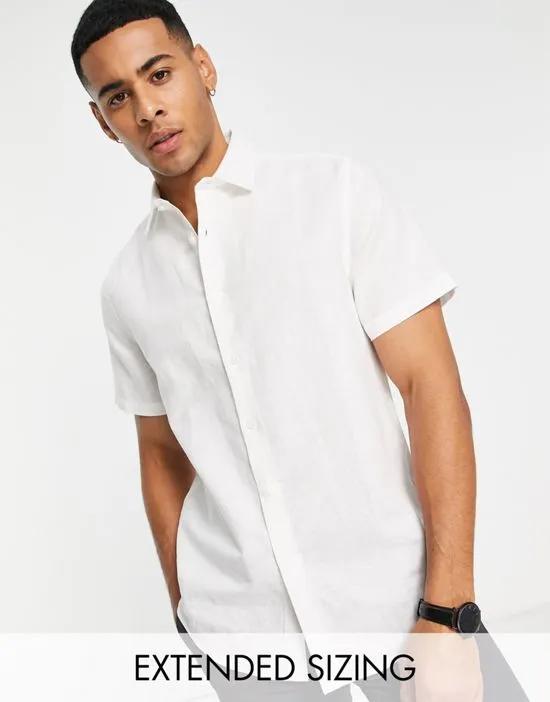 regular smart linen shirt in white