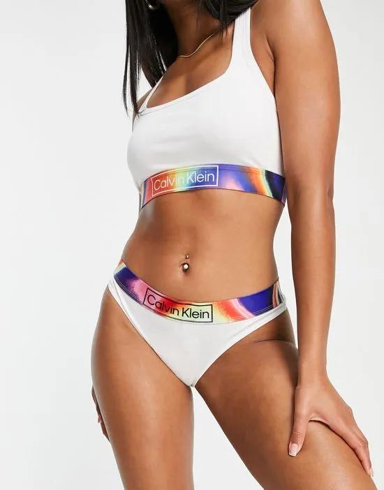 Reimagined Pride cotton blend thong in white - WHITE