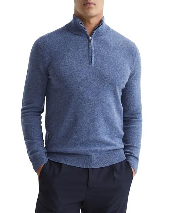 REISS Royal Cashmere Solid Slim Fit Half Zip Mock Neck Sweater