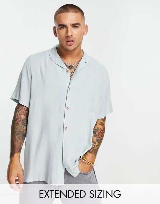 relaxed camp collar viscose shirt in mint