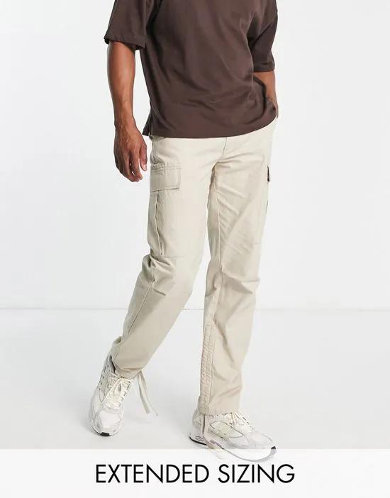 relaxed cotton ripstop cargo pants in stone