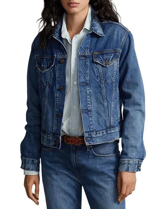 Relaxed Denim Trucker Jacket in Blue
