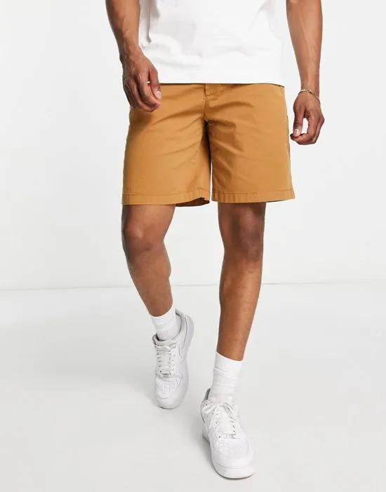 relaxed elasticized chino shorts in brown