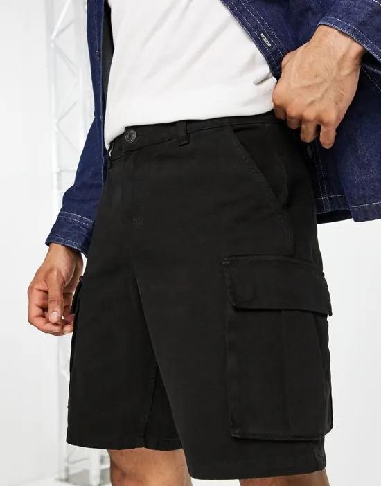 relaxed fit cargo shorts in black