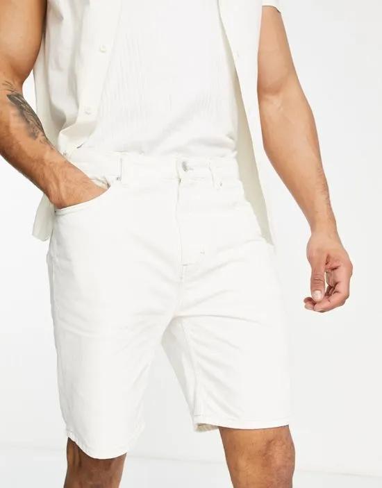 relaxed fit denim shorts in white