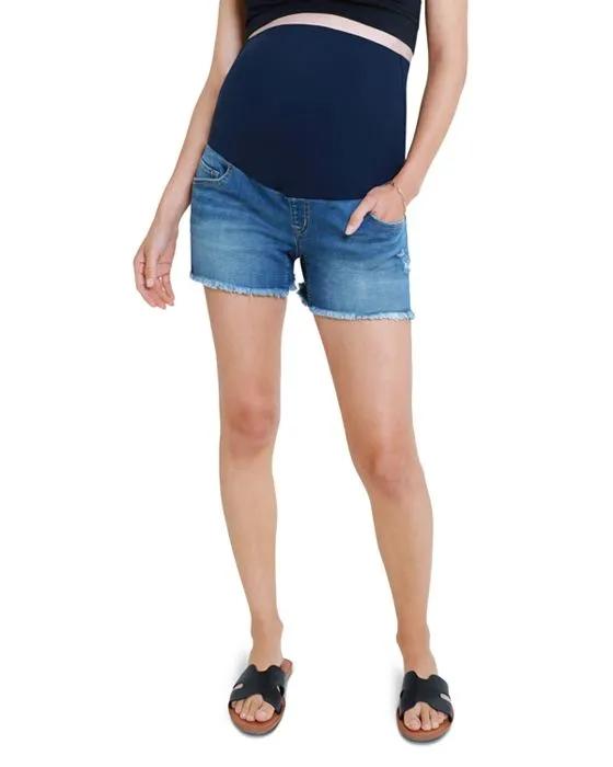 Relaxed Fit Maternity Jean Shorts in Medium Wash