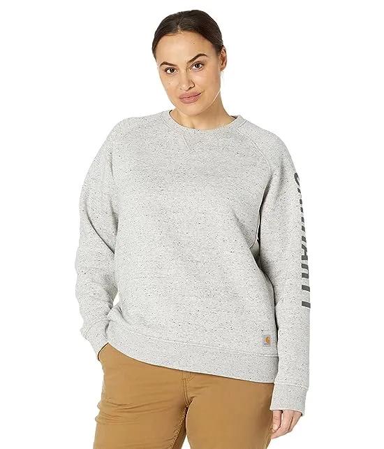 Relaxed Fit Midweight Crew Neck Block Logo Sleeve Graphic Sweatshirt